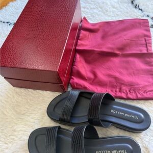 Tamara Mellon Black Slide Sandals
